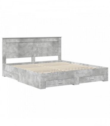vidaXL Bed Frame Concrete Grey 200 x 200 cm Engineered Wood