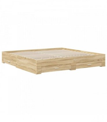 vidaXL Bed Frame Concrete Grey 200 x 200 cm Engineered Wood