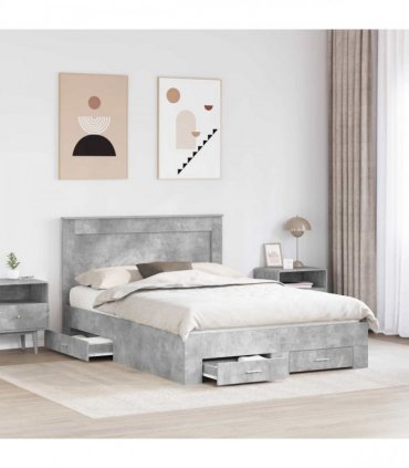 vidaXL Bed Frame Concrete Grey 160 x 200 cm Engineered Wood