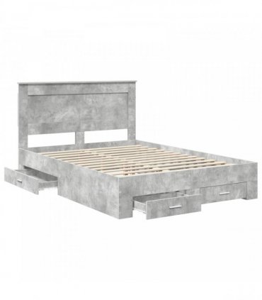 vidaXL Bed Frame Concrete Grey 160 x 200 cm Engineered Wood