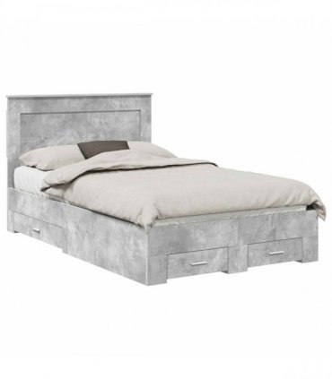 vidaXL Bed Frame Concrete Grey 135 x 190 cm Engineered Wood