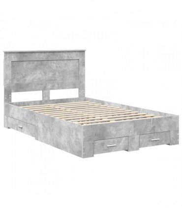 vidaXL Bed Frame Concrete Grey 135 x 190 cm Engineered Wood