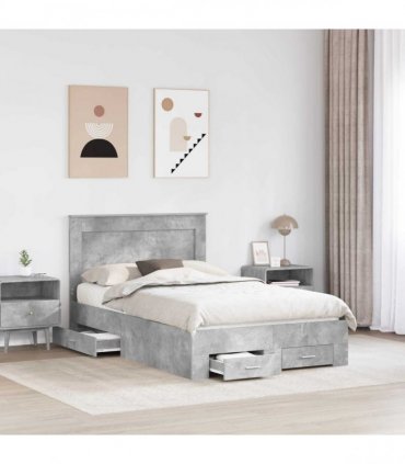 vidaXL Bed Frame Concrete Grey 120 x 190 cm Engineered Wood