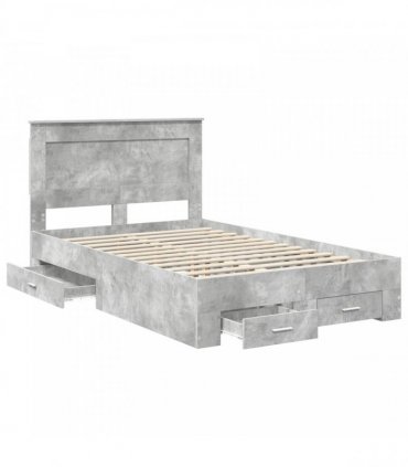 vidaXL Bed Frame Concrete Grey 120 x 190 cm Engineered Wood