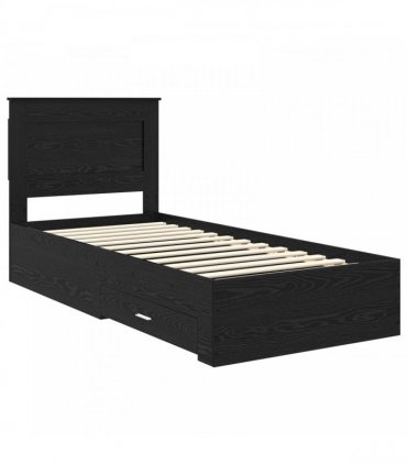 vidaXL Bed Frame with Drawer Black Oak 100 x 200 cm Engineered Wood