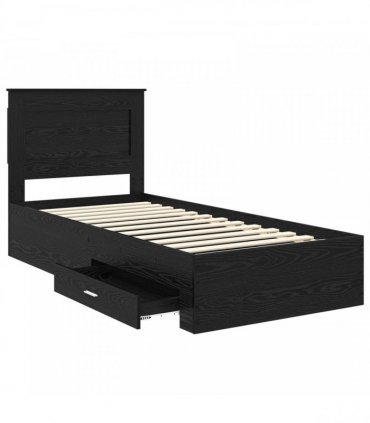 vidaXL Bed Frame with Drawer Black Oak 100 x 200 cm Engineered Wood