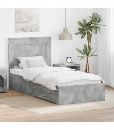 vidaXL Bed Frame Concrete Grey 100 x 200 cm Engineered Wood