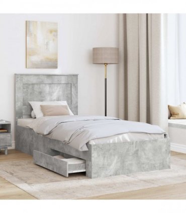 vidaXL Bed Frame Concrete Grey 100 x 200 cm Engineered Wood