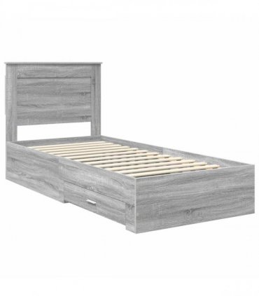 vidaXL Bed Frame with Drawer Grey Sonoma 100 x 200 cm Engineered Wood