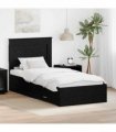 vidaXL Bed Frame with Drawer Black Oak 90 x 190 cm Engineered Wood