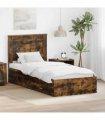 vidaXL Bed Frame with Drawer Smoked Oak 90 x 190 cm Engineered Wood