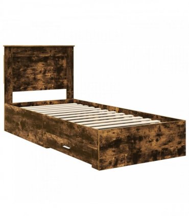 vidaXL Bed Frame with Drawer Smoked Oak 90 x 190 cm Engineered Wood