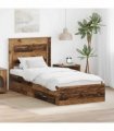 vidaXL Bed Frame with Drawer Old Wood 90 x 190 cm Engineered Wood