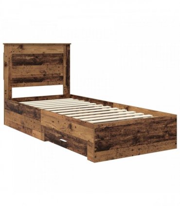vidaXL Bed Frame with Drawer Old Wood 90 x 190 cm Engineered Wood