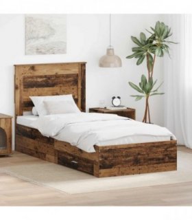 vidaXL Bed Frame with Drawer Old Wood 90 x 200 cm Engineered Wood
