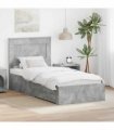vidaXL Bed Frame Concrete Grey and Silver 75 x 190 cm Engineered Wood
