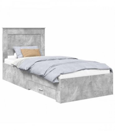 vidaXL Bed Frame Concrete Grey and Silver 75 x 190 cm Engineered Wood