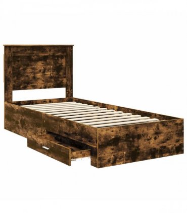 vidaXL Bed Frame Smoked Oak and Silver 75 x 190 cm Engineered Wood