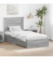 vidaXL Bed Frame Grey Sonoma and Silver 75 x 190 cm Engineered Wood