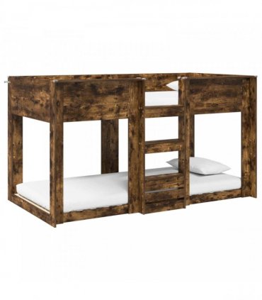 vidaXL Bunk Bed for Kids Smoked Oak 75 x 190 cm Engineered Wood