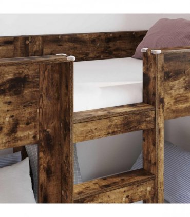 vidaXL Bunk Bed for Kids Smoked Oak 75 x 190 cm Engineered Wood