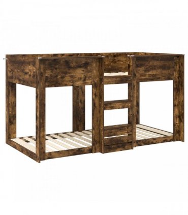 vidaXL Bunk Bed for Kids Smoked Oak 75 x 190 cm Engineered Wood