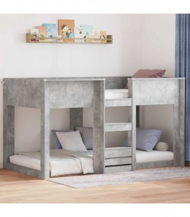 vidaXL Bunk Bed for Kids Concrete Grey 100 x 200 cm Engineered Wood