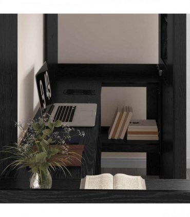vidaXL Loft Bed Frame with Desk Black Oak 75 x 190 cm Engineered Wood