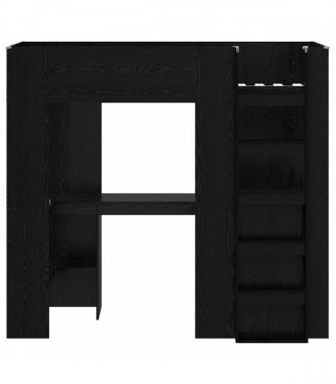 vidaXL Loft Bed Frame with Desk Black Oak 75 x 190 cm Engineered Wood