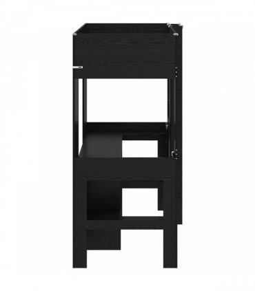 vidaXL Loft Bed Frame with Desk Black Oak 75 x 190 cm Engineered Wood