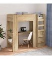 vidaXL Loft Bed Frame with Desk Sonoma Oak 75 x 190 cm Engineered Wood