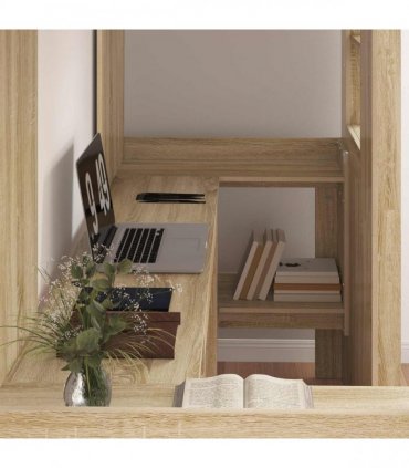 vidaXL Loft Bed Frame with Desk Sonoma Oak 75 x 190 cm Engineered Wood