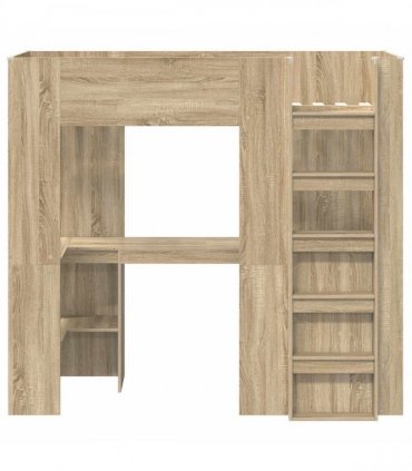 vidaXL Loft Bed Frame with Desk Sonoma Oak 75 x 190 cm Engineered Wood