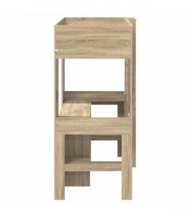 vidaXL Loft Bed Frame with Desk Sonoma Oak 75 x 190 cm Engineered Wood