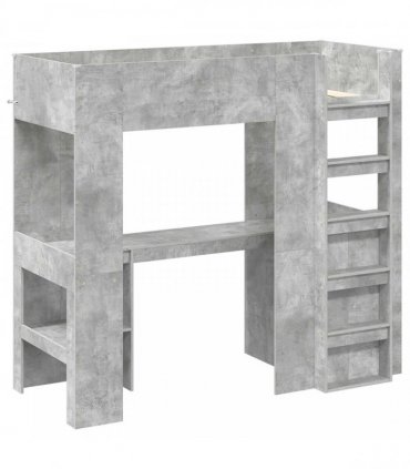 vidaXL Loft Bed Frame with Desk with Shelf Concrete Grey 75 x 190 cm