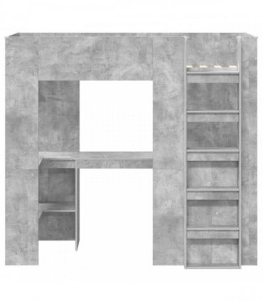 vidaXL Loft Bed Frame with Desk with Shelf Concrete Grey 75 x 190 cm