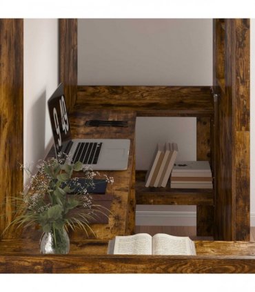 vidaXL Loft Bed Frame with Desk Smoked Oak 75 x 190 cm Engineered Wood