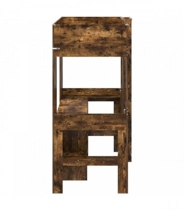 vidaXL Loft Bed Frame with Desk Smoked Oak 75 x 190 cm Engineered Wood