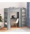 vidaXL Loft Bed Frame with Desk with Shelf Grey Sonoma 75 x 190 cm