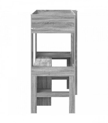 vidaXL Loft Bed Frame with Desk with Shelf Grey Sonoma 75 x 190 cm