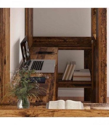 vidaXL Loft Bed Frame with Desk Old Wood 75 x 190 cm Engineered Wood