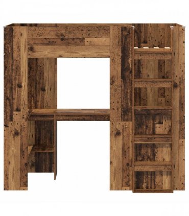 vidaXL Loft Bed Frame with Desk Old Wood 75 x 190 cm Engineered Wood