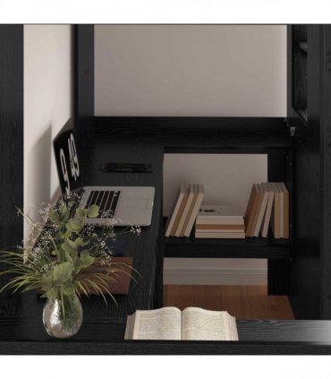 vidaXL Loft Bed Frame with Desk Black Oak 90 x 190 cm Engineered Wood