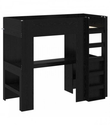 vidaXL Loft Bed Frame with Desk Black Oak 90 x 190 cm Engineered Wood