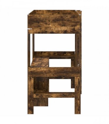 vidaXL Loft Bed Frame with Desk Smoked Oak 90 x 190 cm Engineered Wood