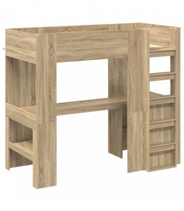 vidaXL Loft Bed Frame with Desk Sonoma Oak 80 x 200 cm Engineered Wood