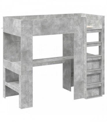 vidaXL Loft Bed Frame with Desk with Shelf Concrete Grey 80 x 200 cm