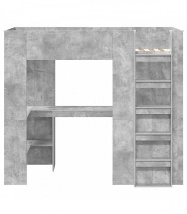 vidaXL Loft Bed Frame with Desk with Shelf Concrete Grey 80 x 200 cm