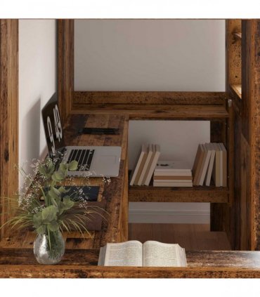 vidaXL Loft Bed Frame with Desk Old Wood 80 x 200 cm Engineered Wood