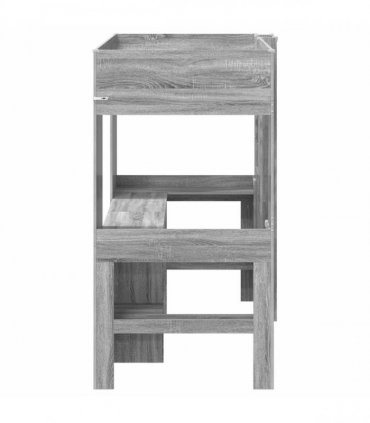 vidaXL Loft Bed Frame with Desk with Shelf Grey Sonoma 90 x 200 cm
